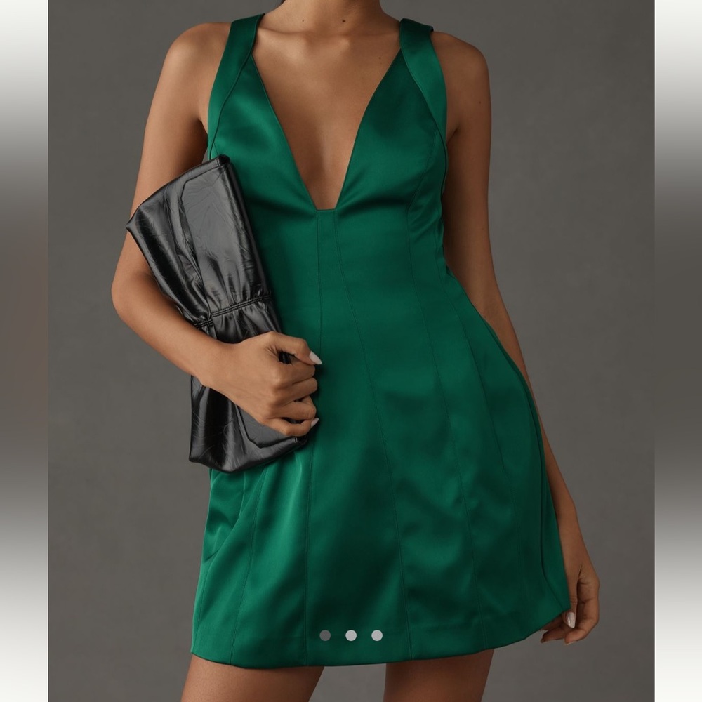 NWT Anthropologie deep plunge Emerald Green Sleeveless Dress